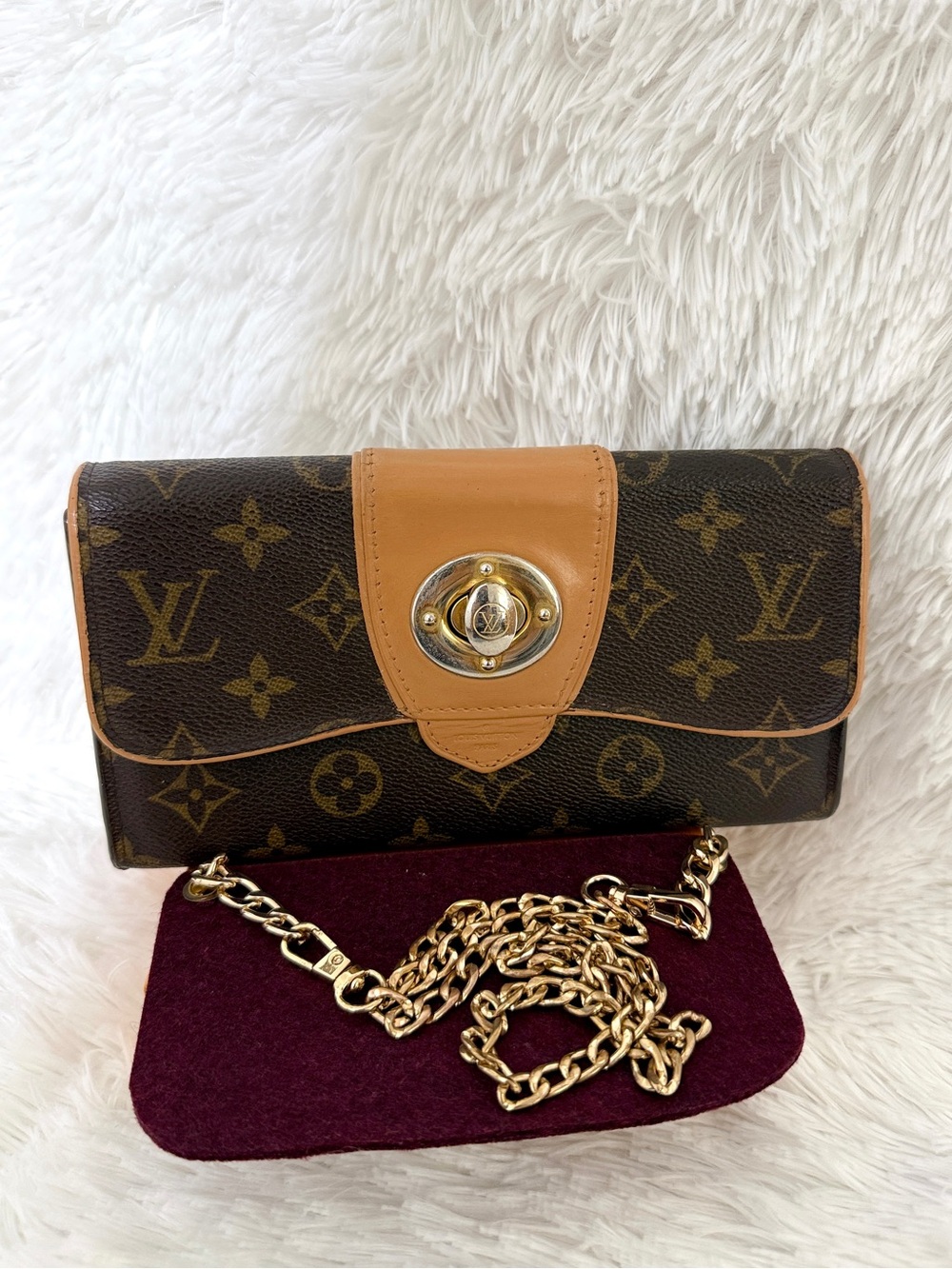 LOUIS VUITTON Monogram Boetie Women’s Long Wallet Brown Authentic Coated Canvas